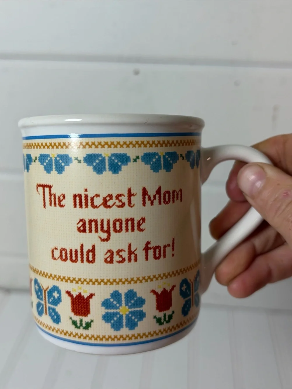 Vintage Coffee Mug | Mom Mug | Mothers Day | Crosstitch Design